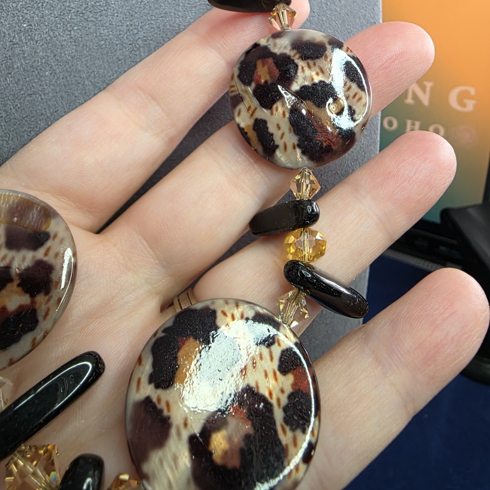 Leopard Print Statement Necklace - image 2